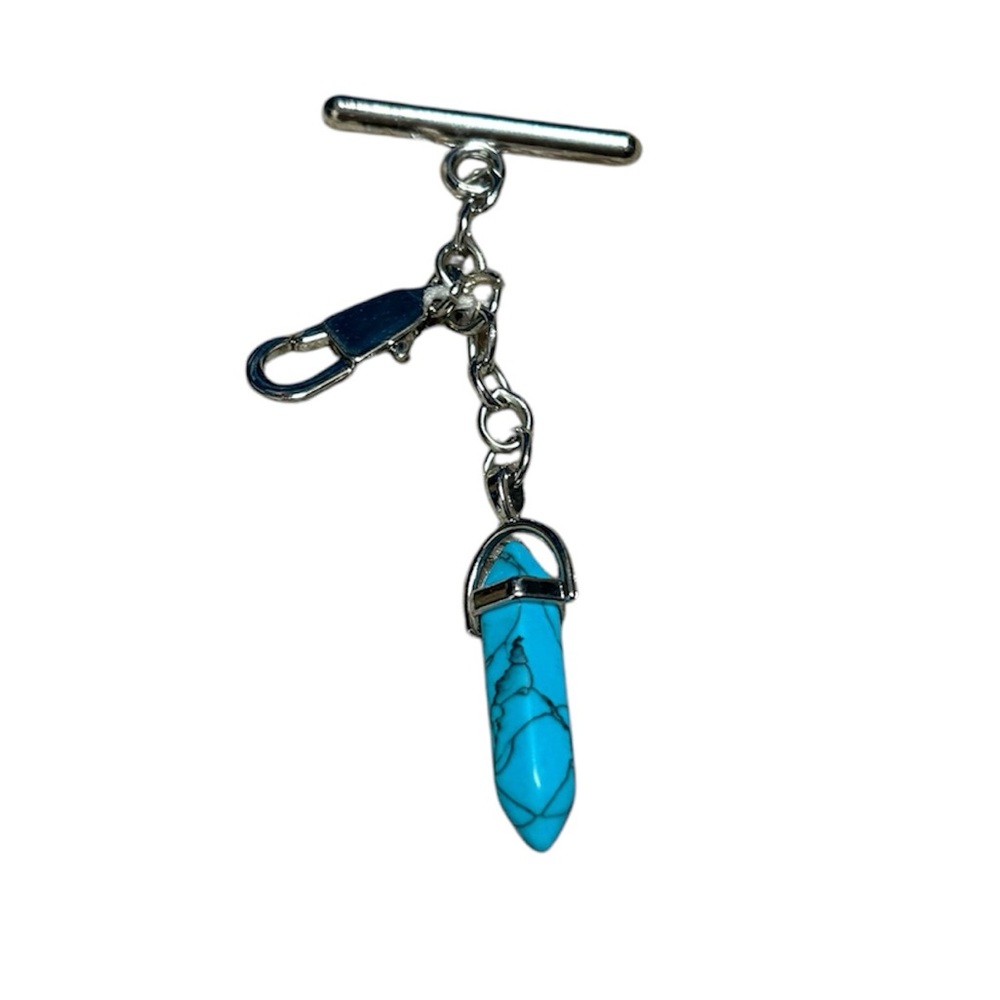 NEW turquoise bag charm for grommet or bag clip silver tone hardware unbranded